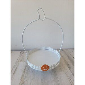 White metal Halloween pumpkin carrying serving tray Unique home decor